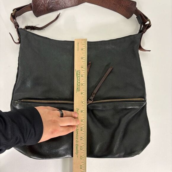 Cynthia Rowley Black Leather Large Hogo Purse with Brown Strap - Picture 14 of 14